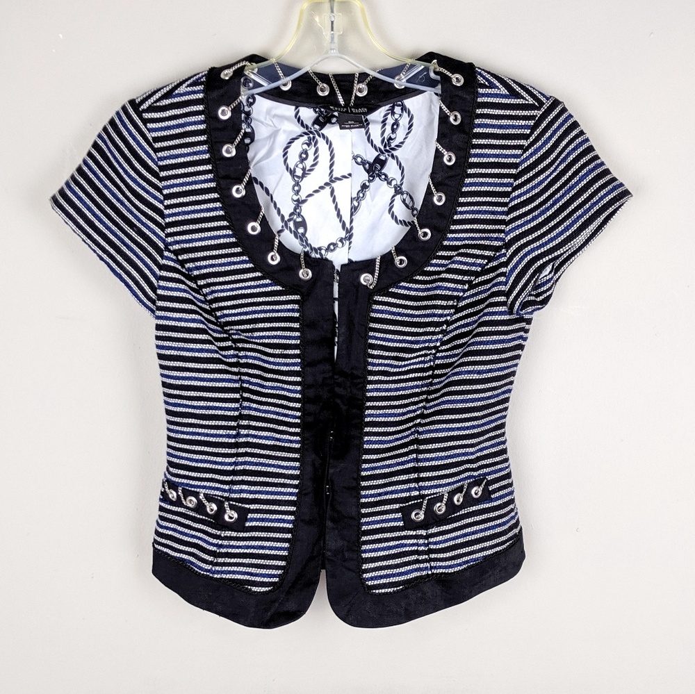 WHBM | Striped Chain Short Sleeve Blazer-K10